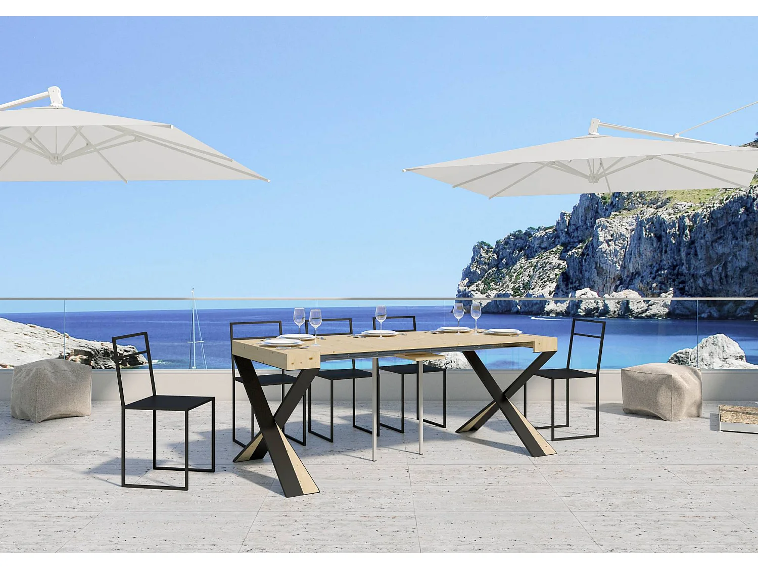 Console Lilla Sapin Nature cadre Anthracite