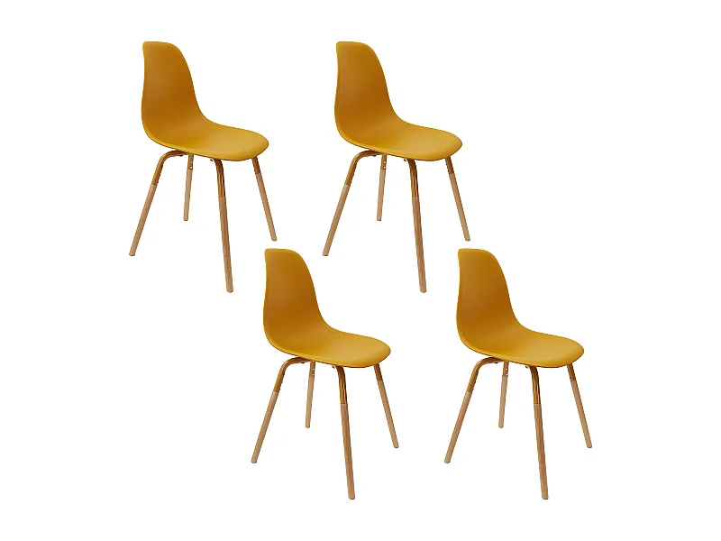 Chaise Scandinave Phenix Moutarde - Lot De 4 Jaune