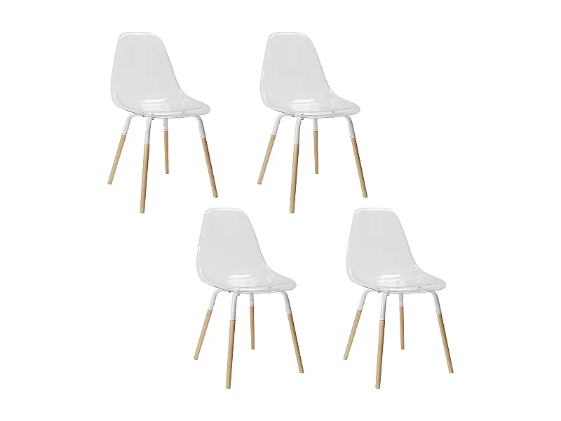 Chaise Scandinave Transparente Phenix - Lot De 4 Blanc