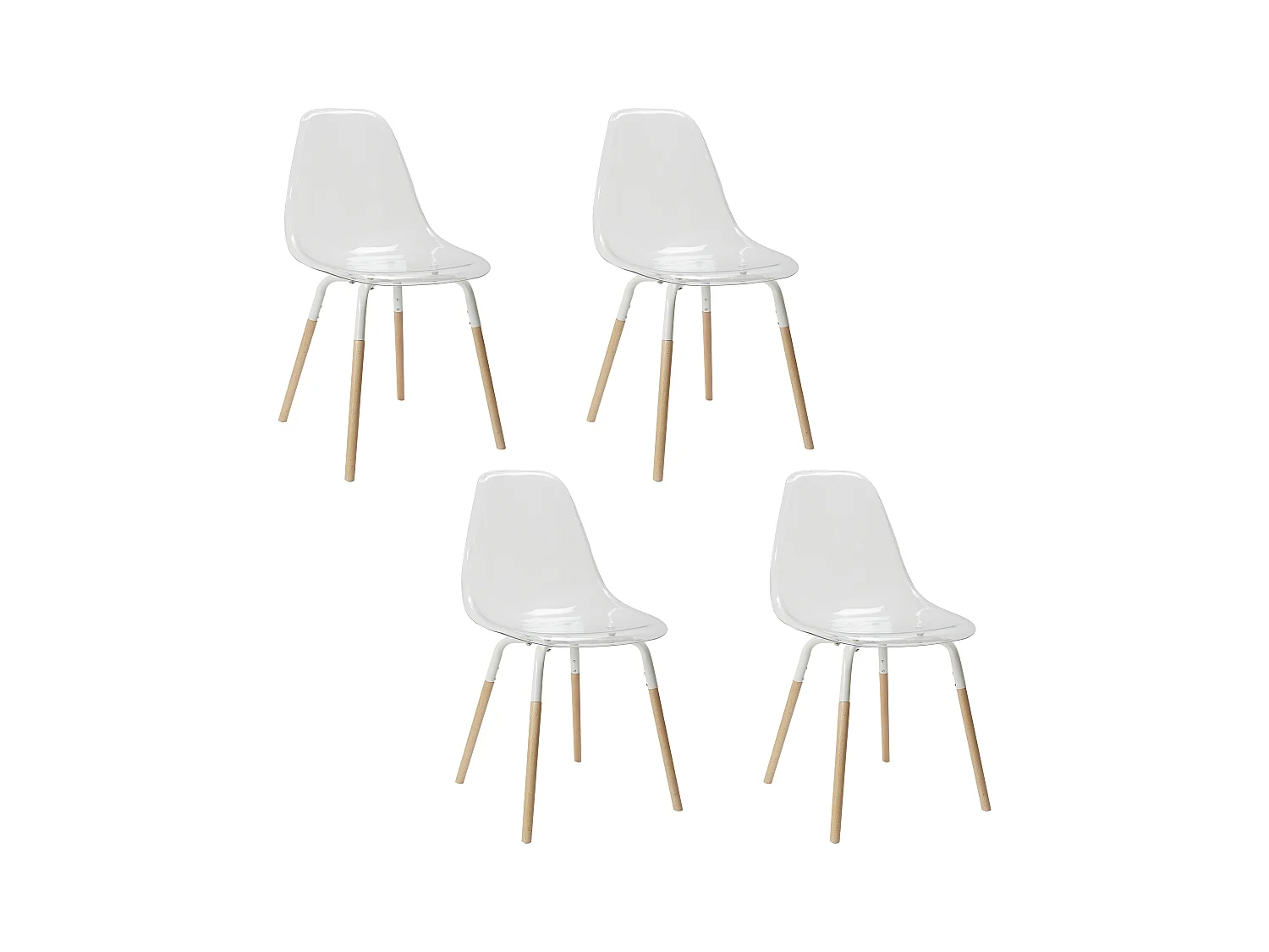 Chaise Scandinave Transparente Phenix - Lot De 4 Blanc