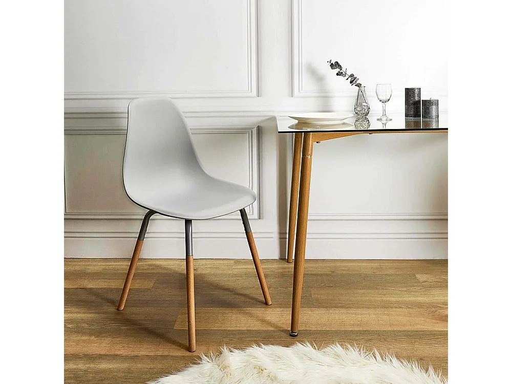 Lot de 4 Chaises - HOME DECO FACTORY - Transparentes - Scandinaves - Blanches