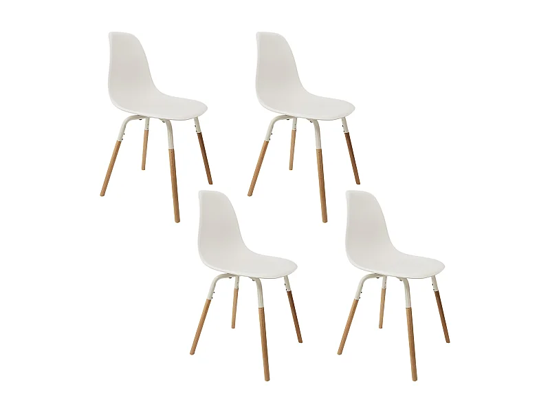 Chaise Scandinave Phenix Blanc - Lot De 4 Blanc