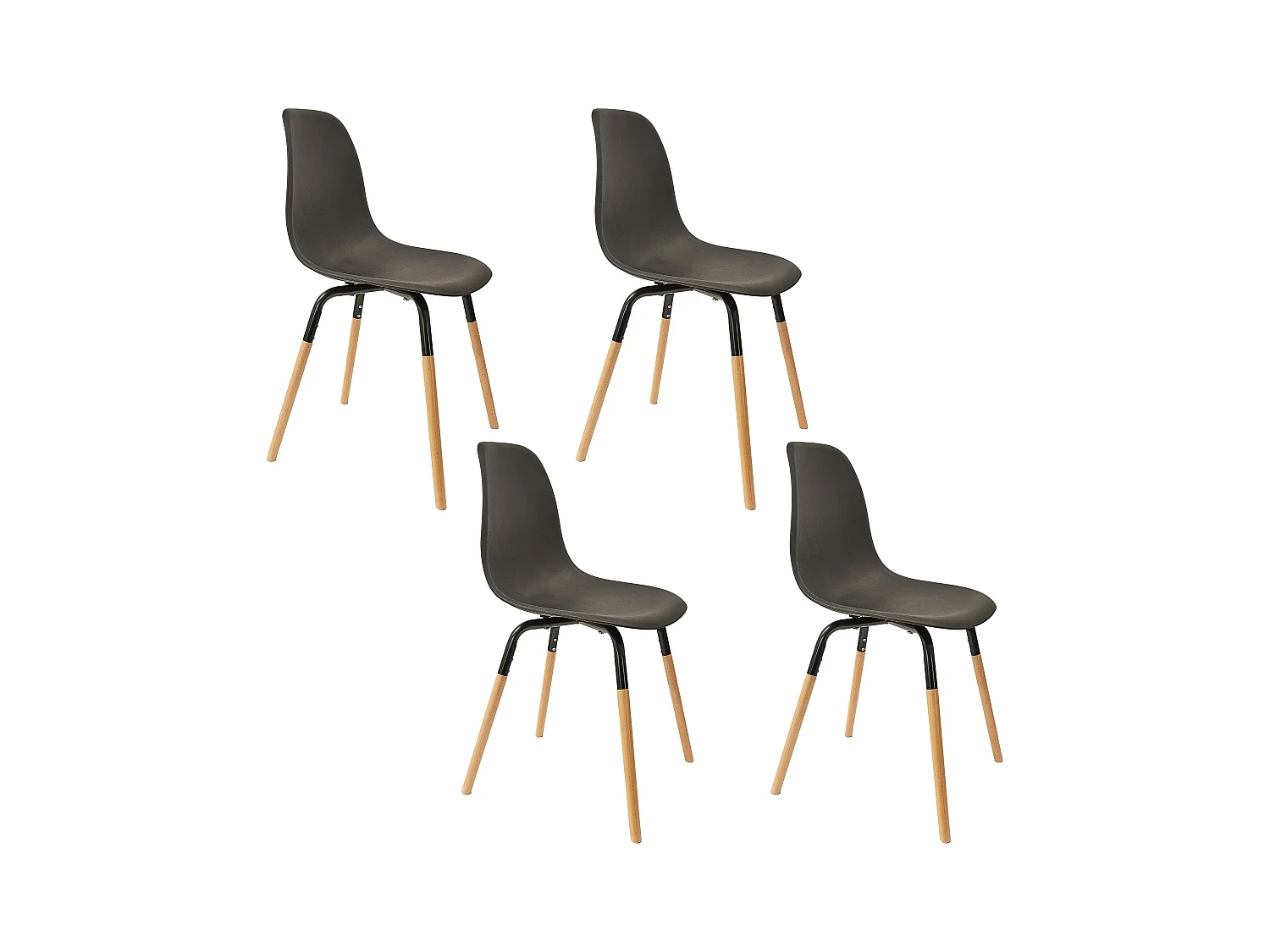 Chaise Scandinave Phenix Noir - Lot De 4 Marron, Noir