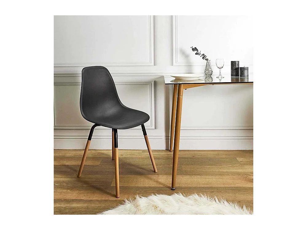 Chaise Scandinave Phenix Noir - Lot De 4 Marron, Noir