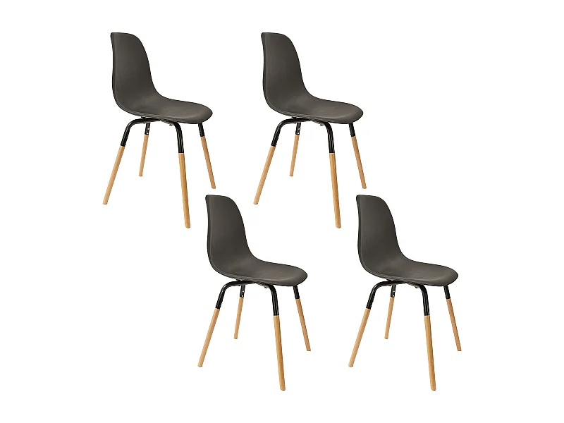 Chaise Scandinave Phenix Noir - Lot De 4 Marron, Noir