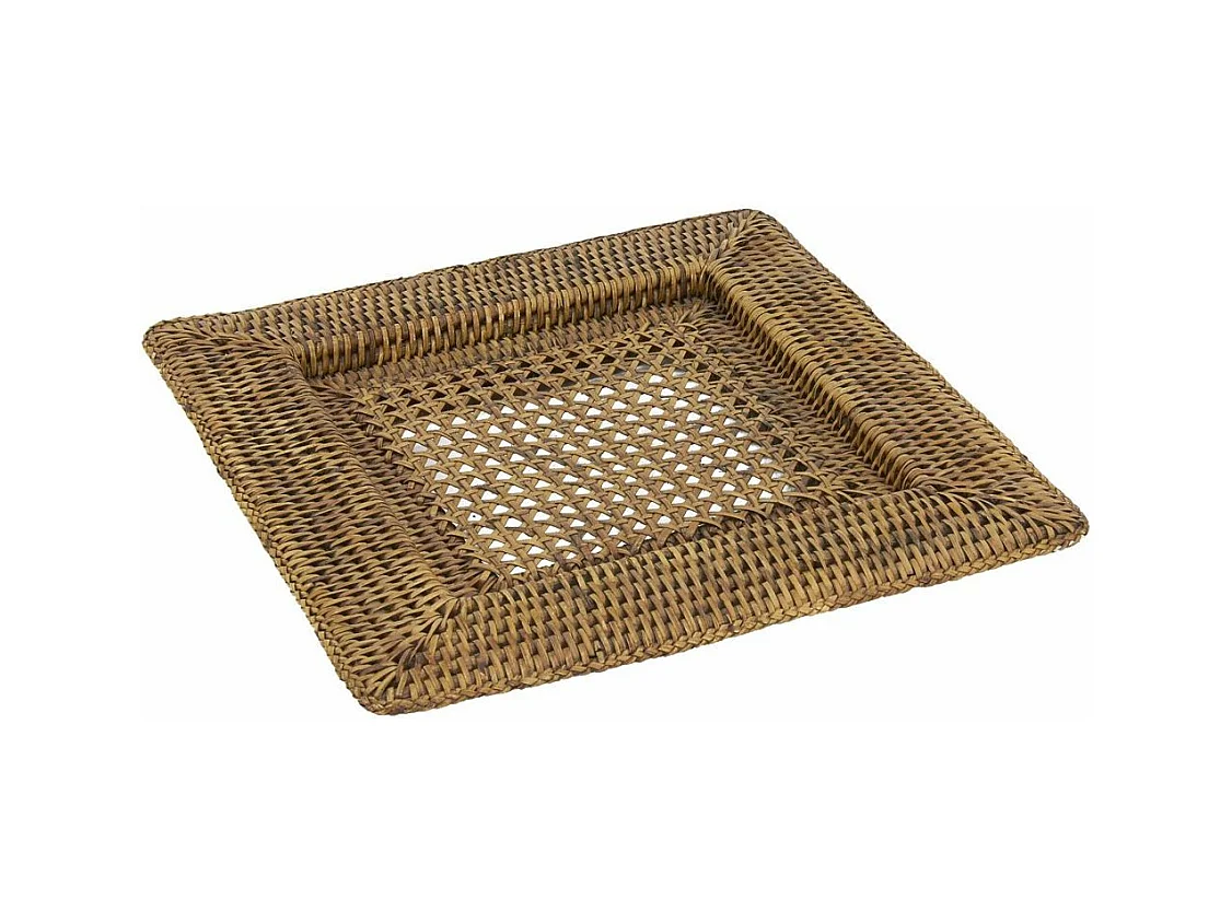 Dessous d'assiette en rotin antique Carrée