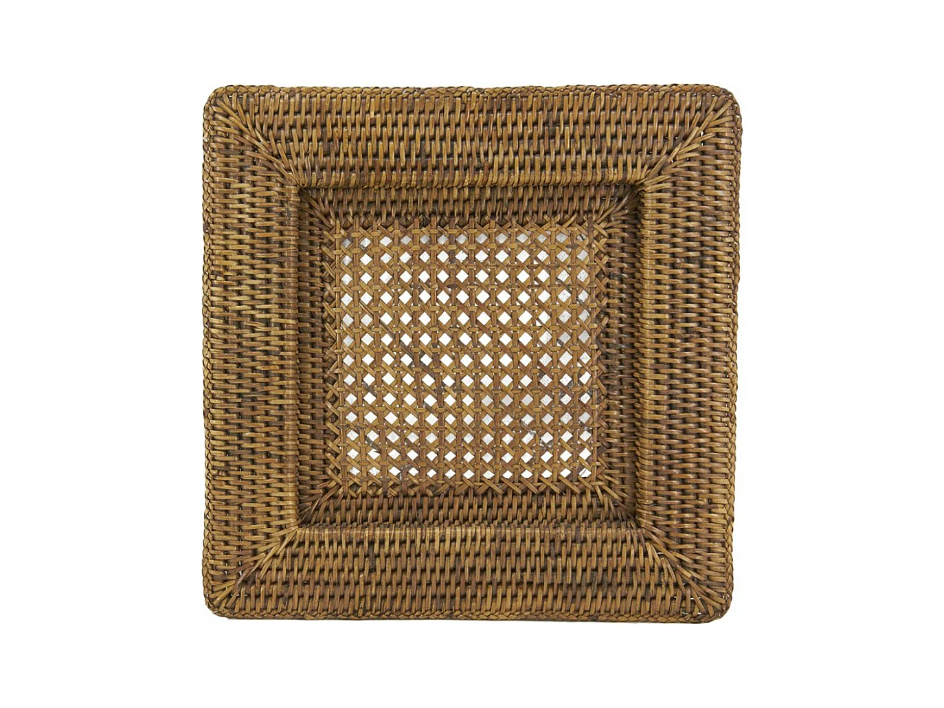 Dessous d'assiette en rotin antique Carrée