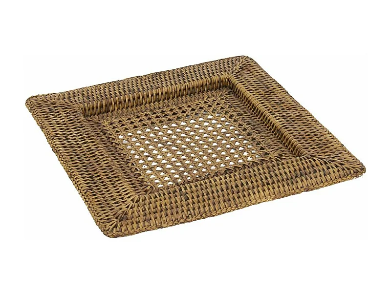 Dessous d'assiette en rotin antique Carrée