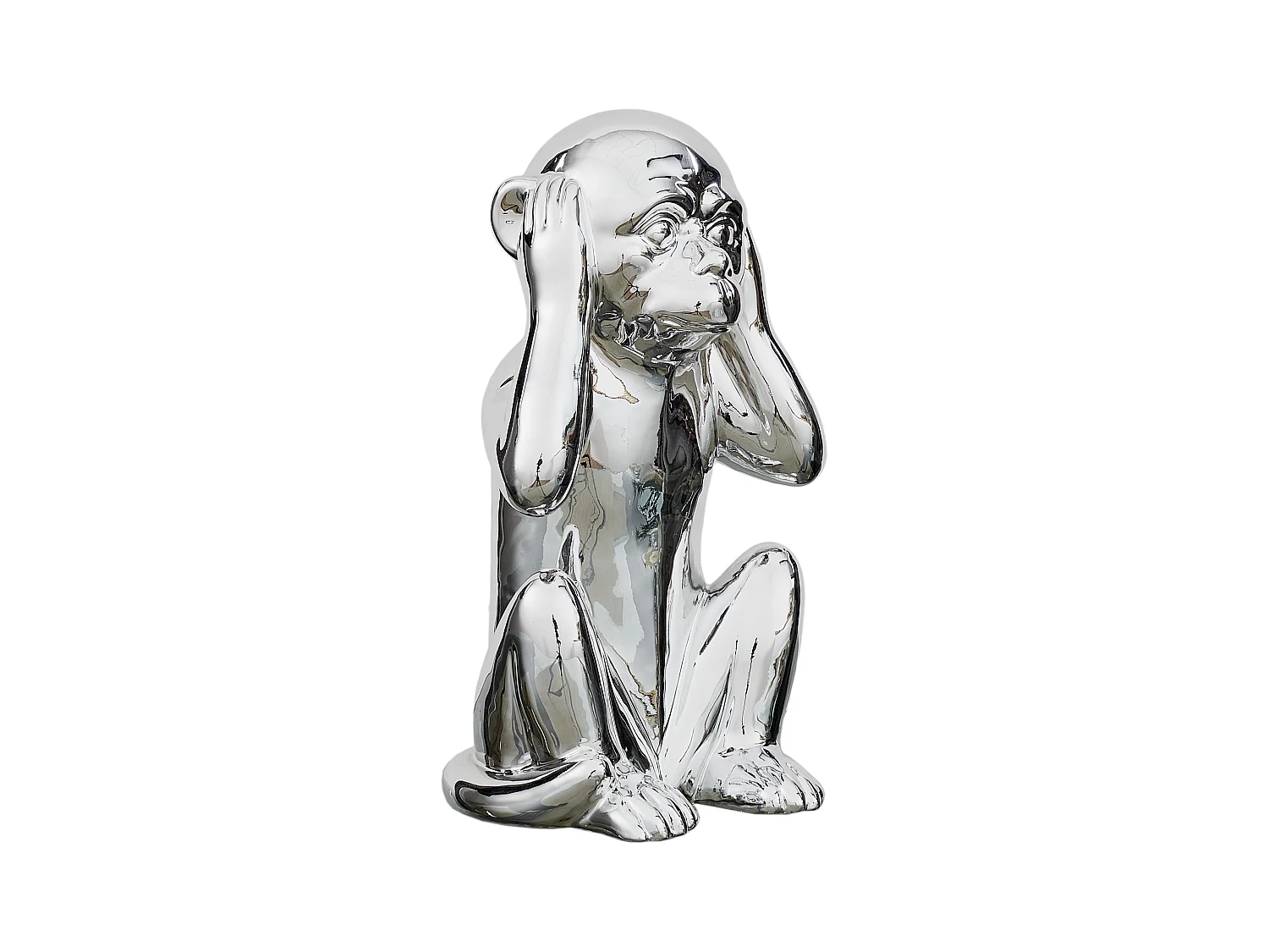 Statue Singe Argente H30cm Argent