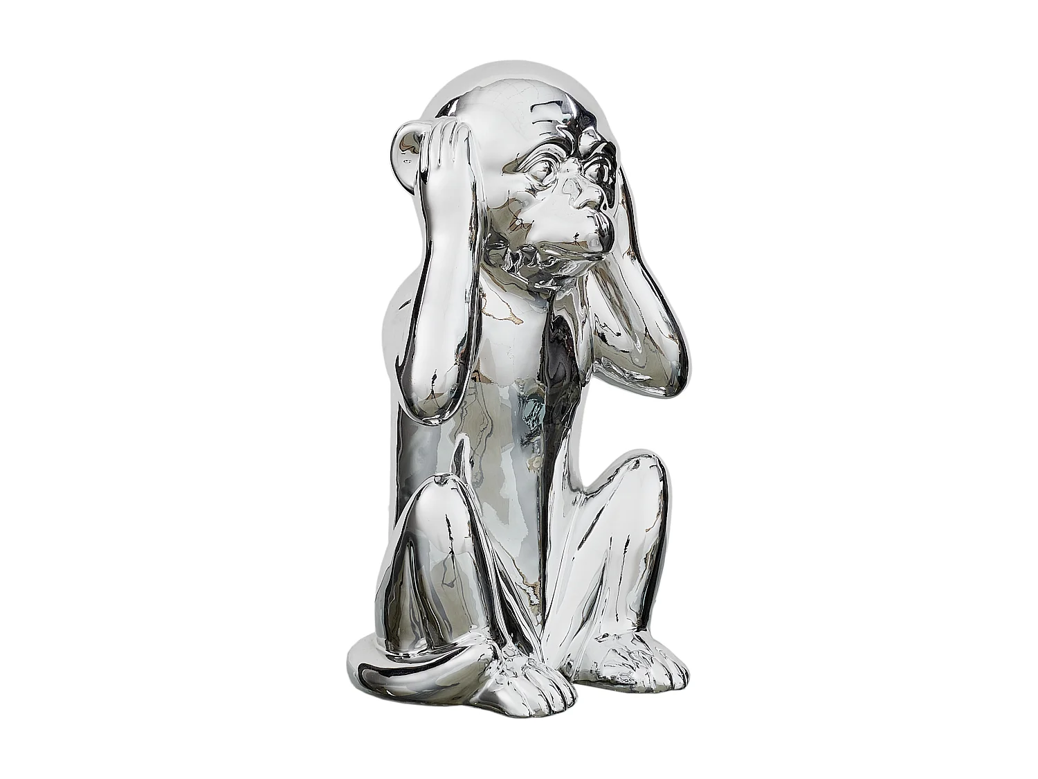 Statue Singe Argente H30cm Argent