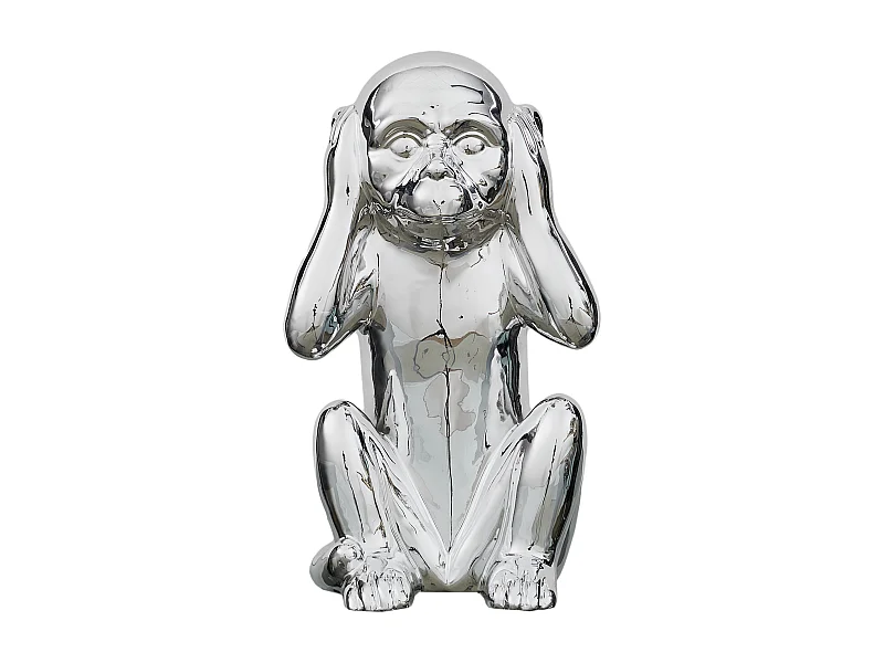 Statue Singe Argente H30cm Argent