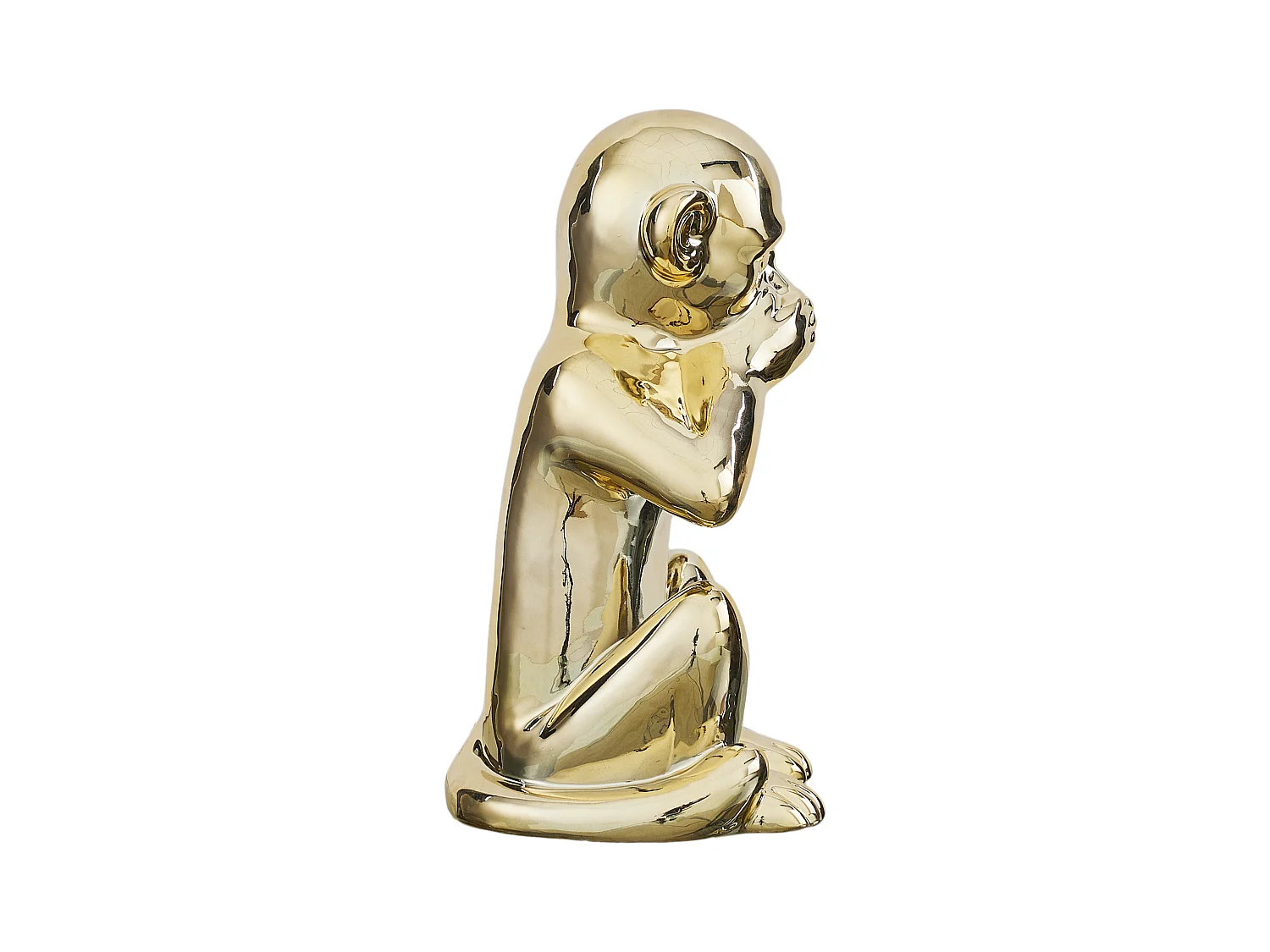 Statue Singe Dore H30cm Or