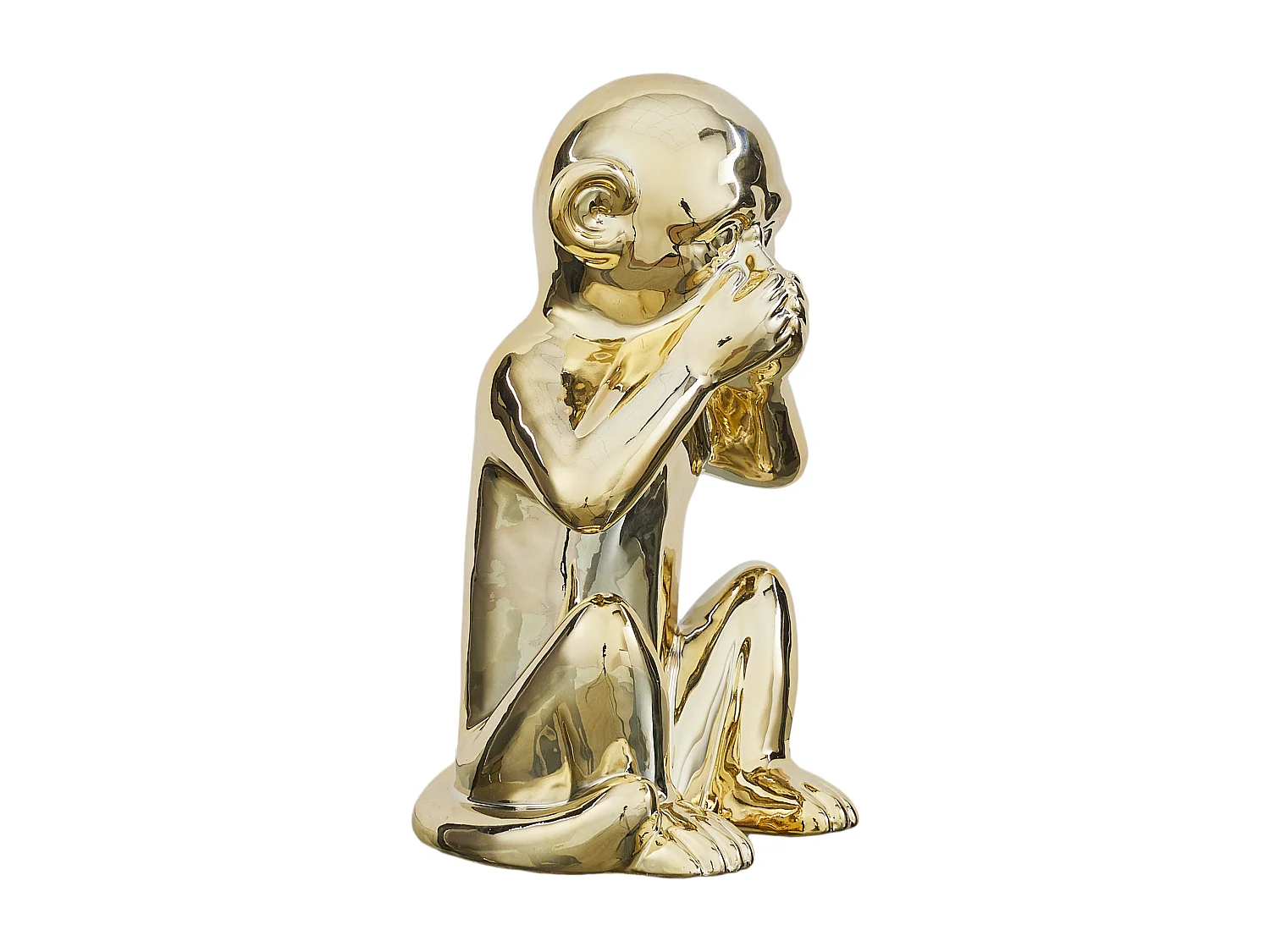 Statue Singe Dore H30cm Or