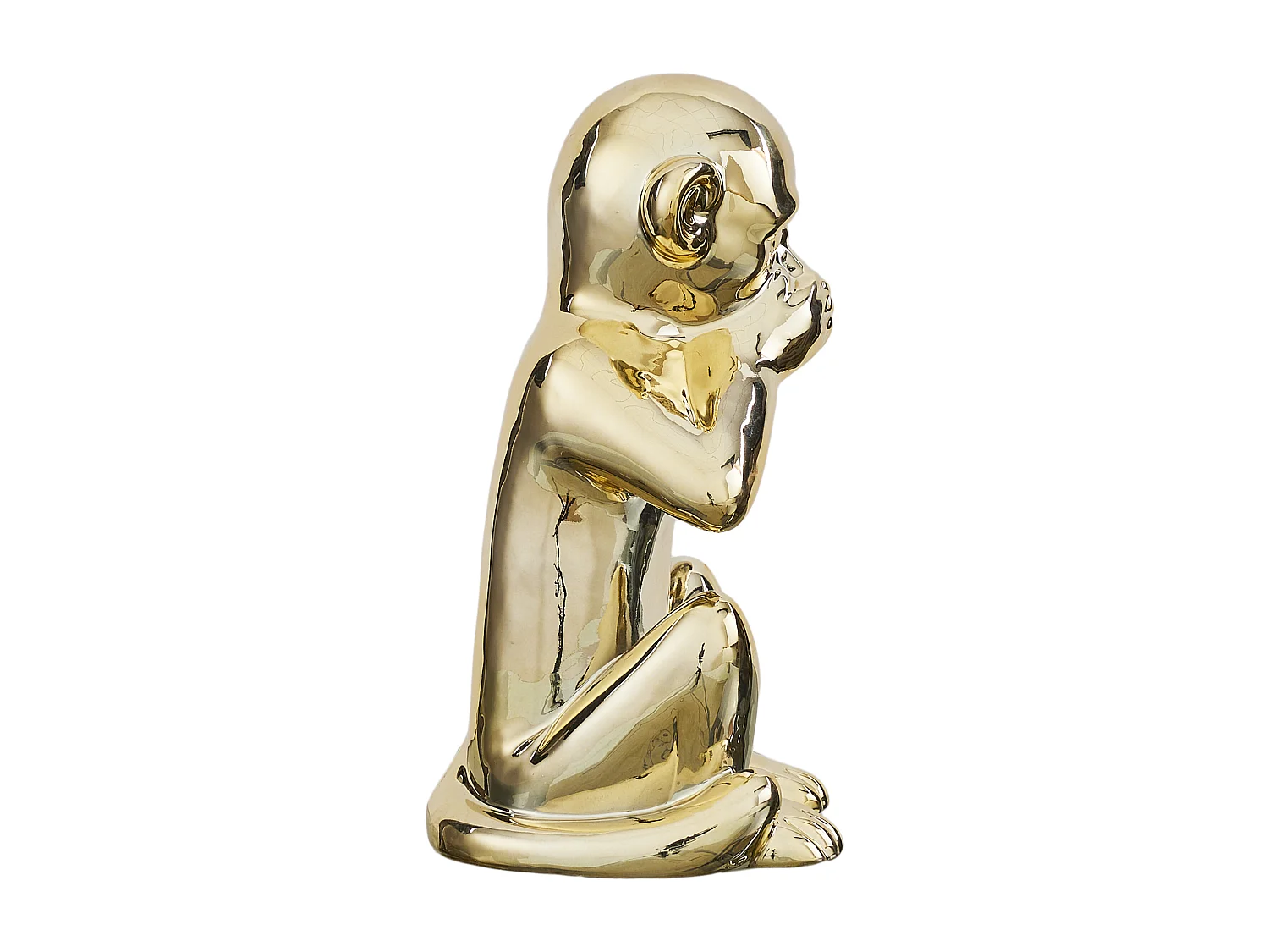 Statue Singe Dore H30cm Or