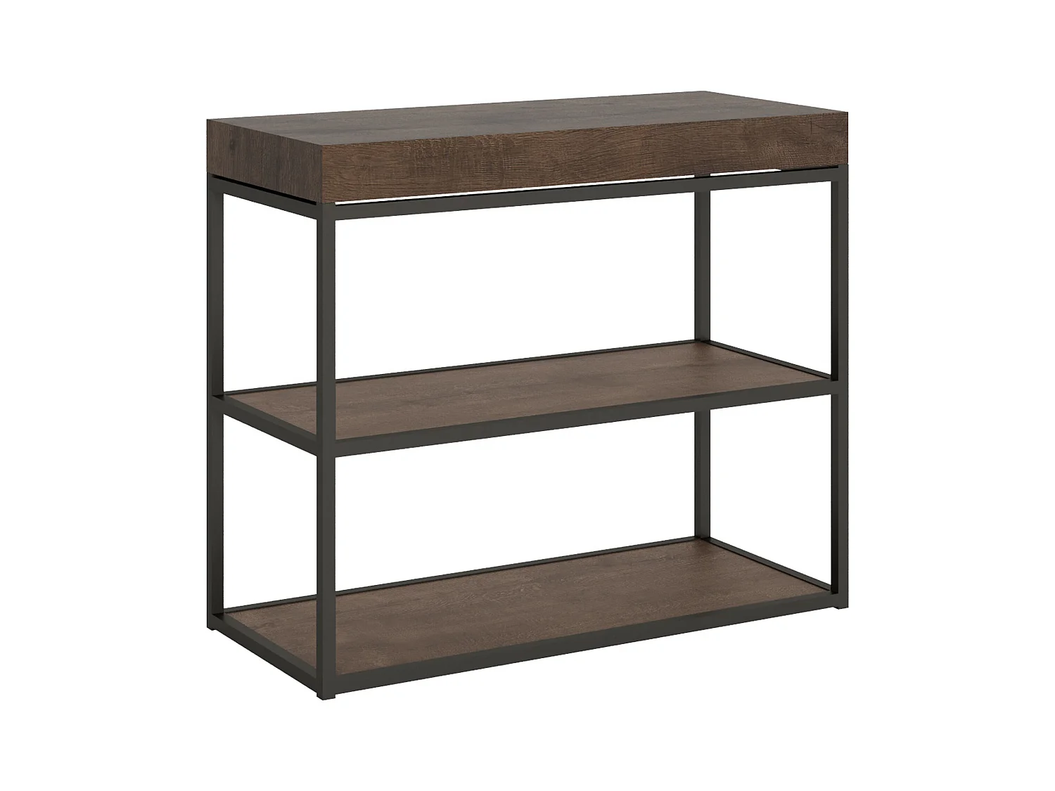 Console extensible 90x40/300 cm Plano Noyer cadre Anthracite