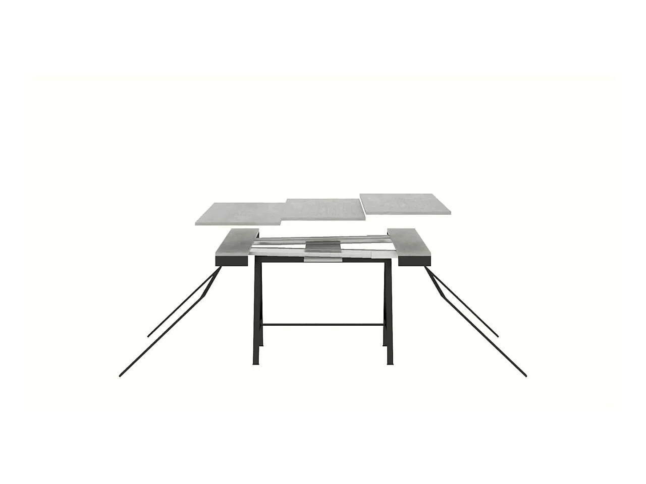 Console extensible 90x40/300 cm Banco Evolution Frêne Blanc cadre Anthracite