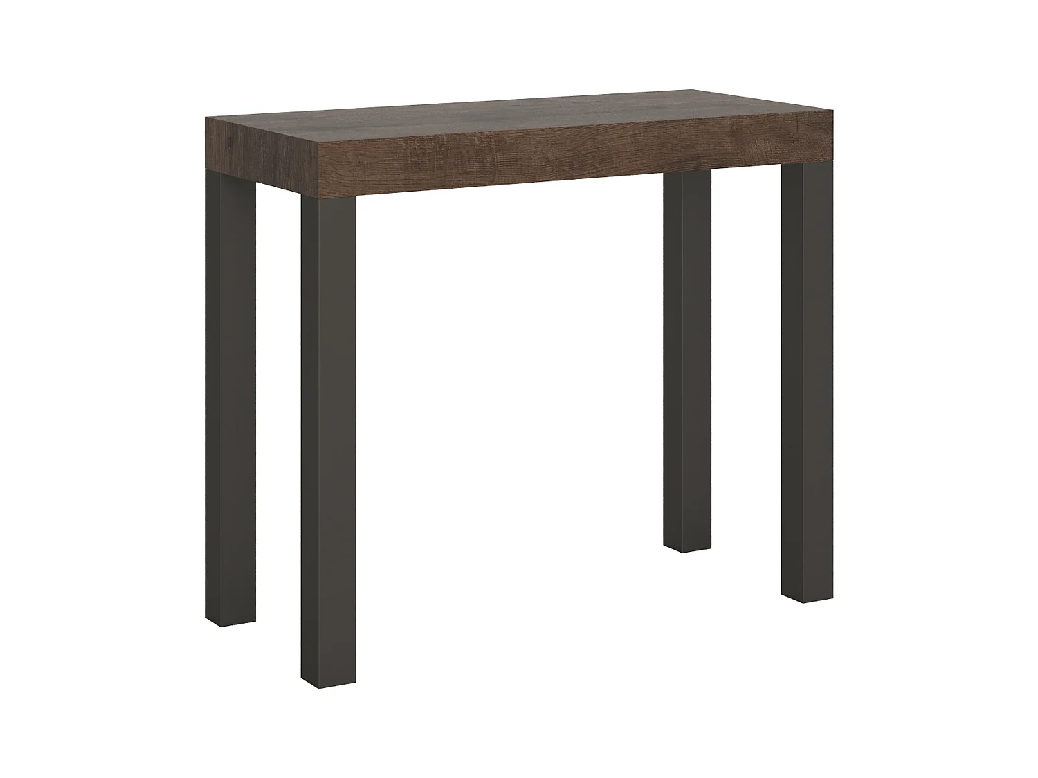 Uitschuifbare console in hout en antraciet staal Elvira 90x40/196 of 90x40/300 cm-Kleur Bruin-Steun 2 voet-Verlengsnoeren 3 uitbreidingen