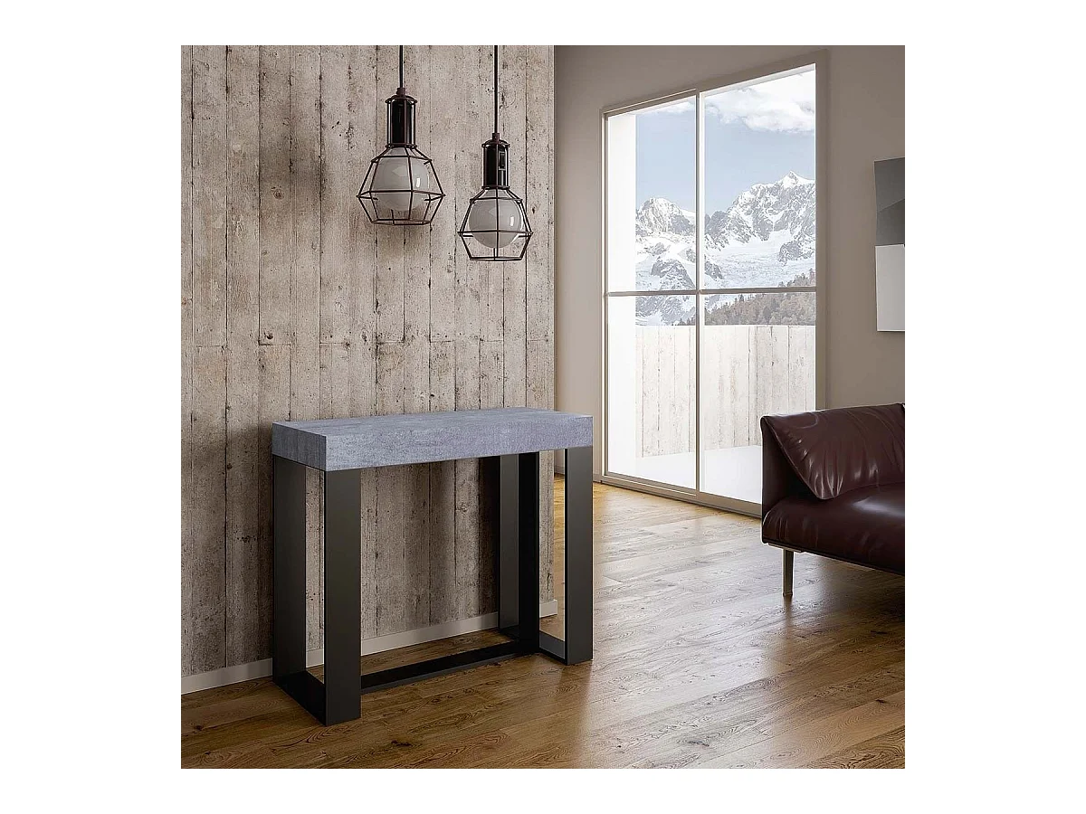 Consola extensible 90x40/196 cm Futura Small Premium Cement Estructura Antracita