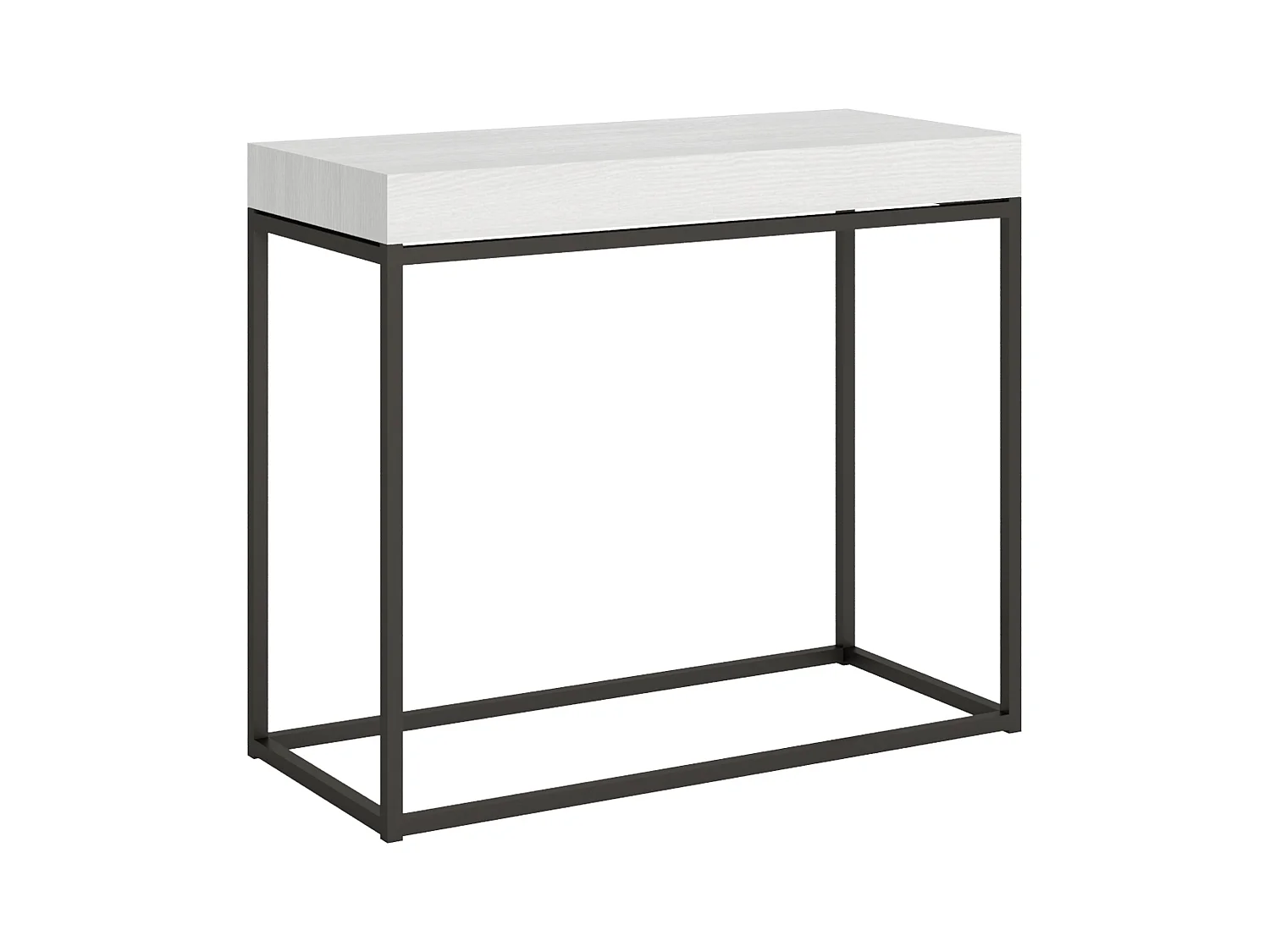 Console extensible 90x40/300 cm Nordica Frêne Blanc cadre Anthracite