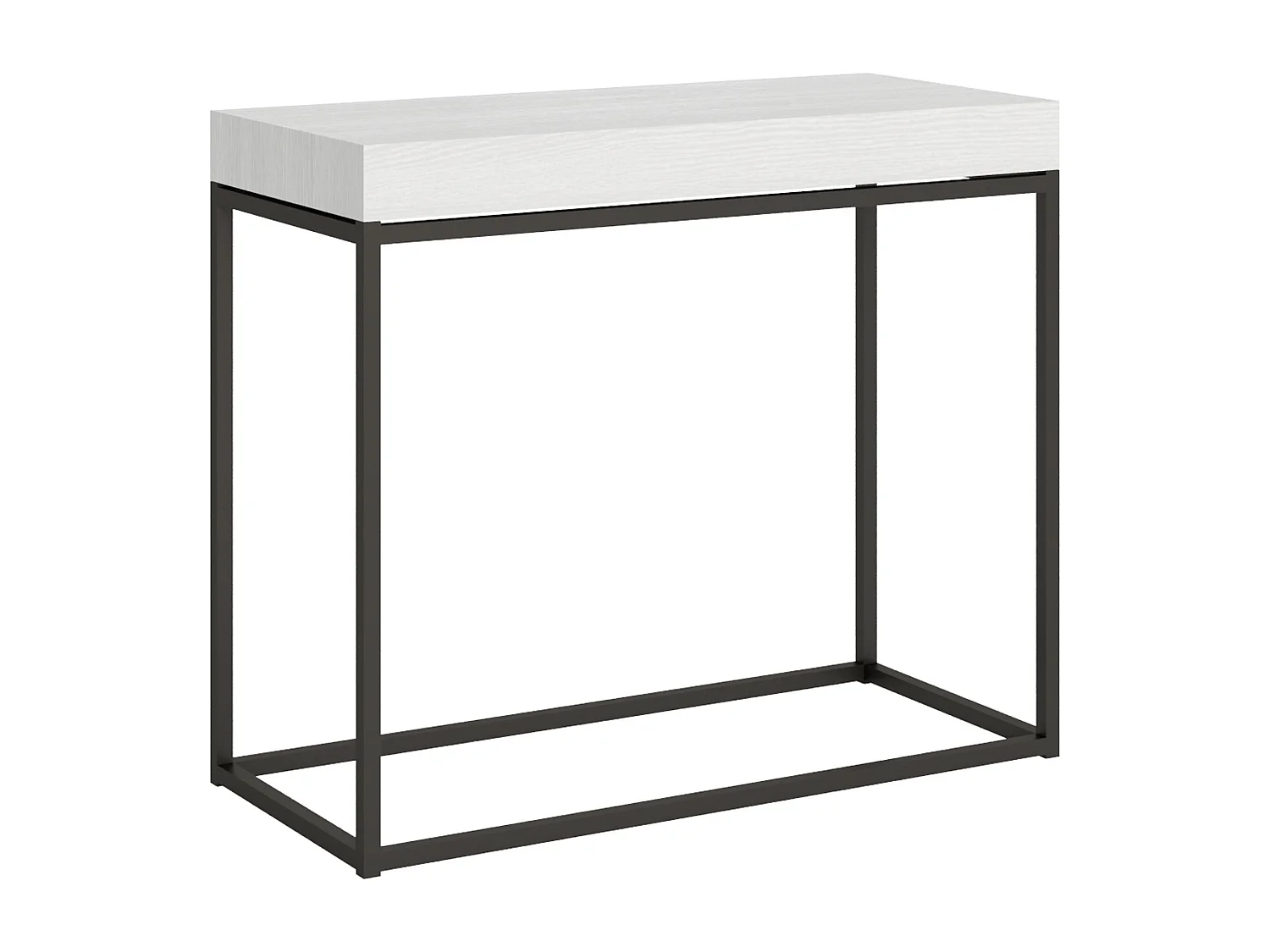 Console extensible 90x40/300 cm Nordica Frêne Blanc cadre Anthracite