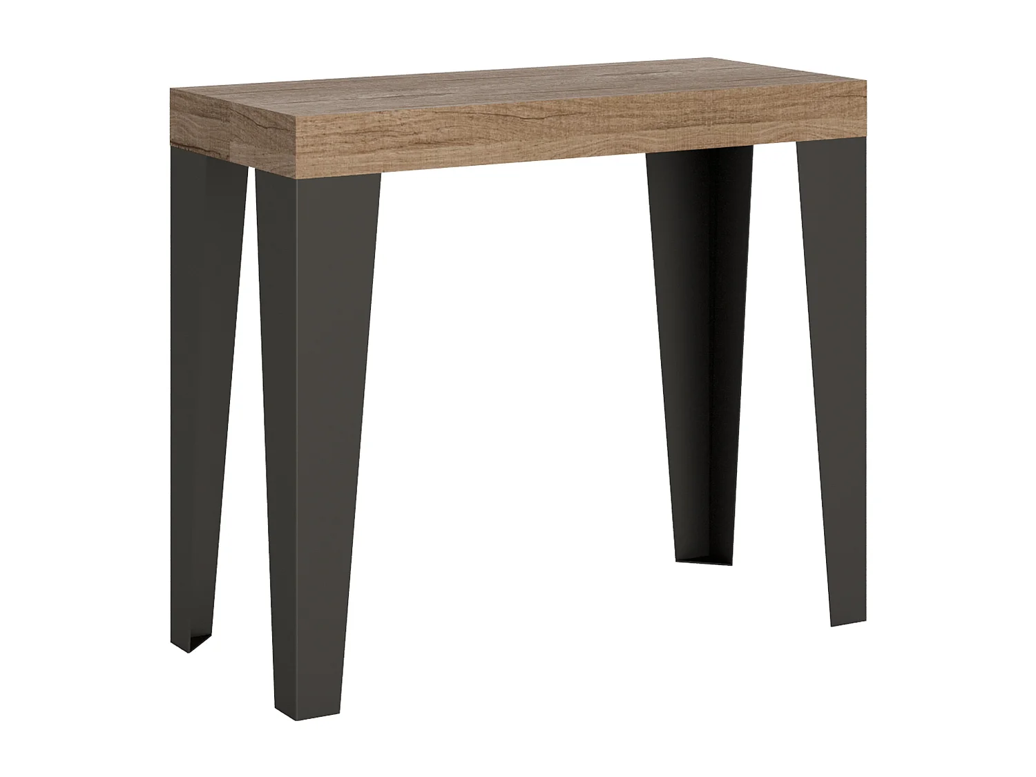 Ausziehbarer Konsolentisch 90x40/300 cm Flame Eiche Natur mit Eisenrahmen aus Anthrazit