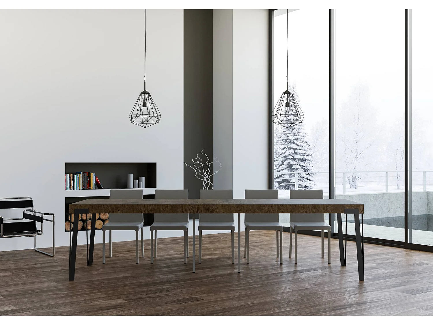 Rozkładana konsola 90x40/300 cm Orzech Rio Premium w kolorze antracytowym