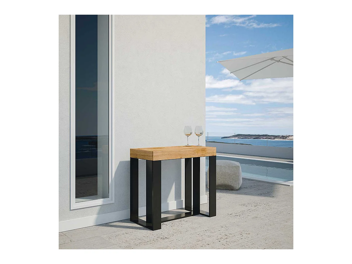 Consola extensible 90x40/290 cm Futura Estructura Abeto Teñido Antracita