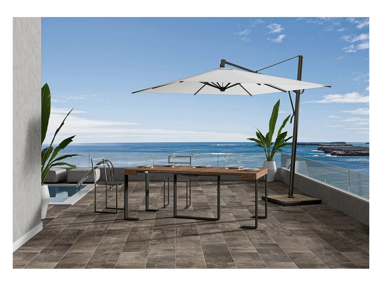 Consola extensible 90x40/290 cm Futura Estructura Abeto Teñido Antracita