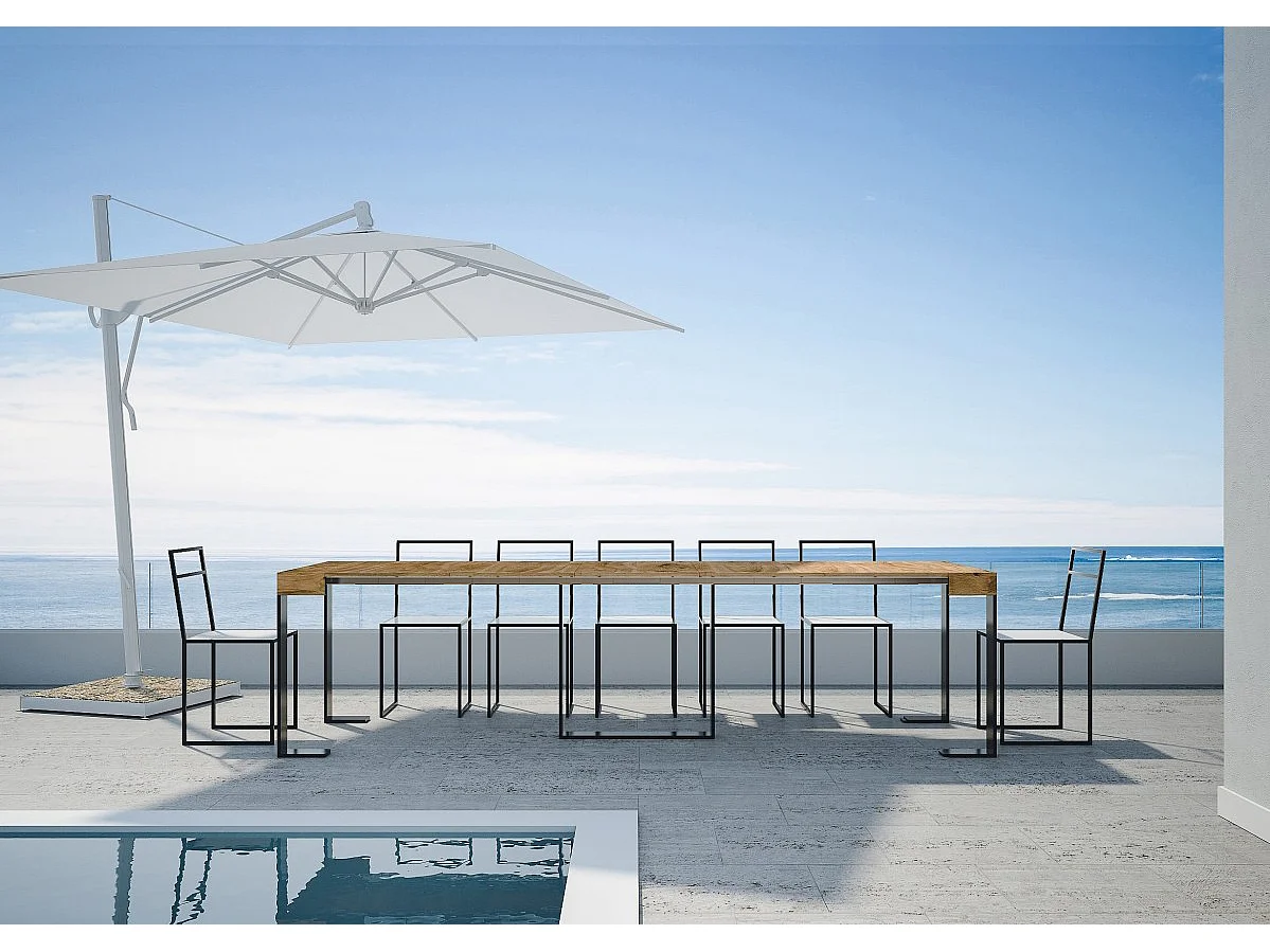 Console Extensible 90x40/290 cm Futura Sapin Teinté cadre Anthracite