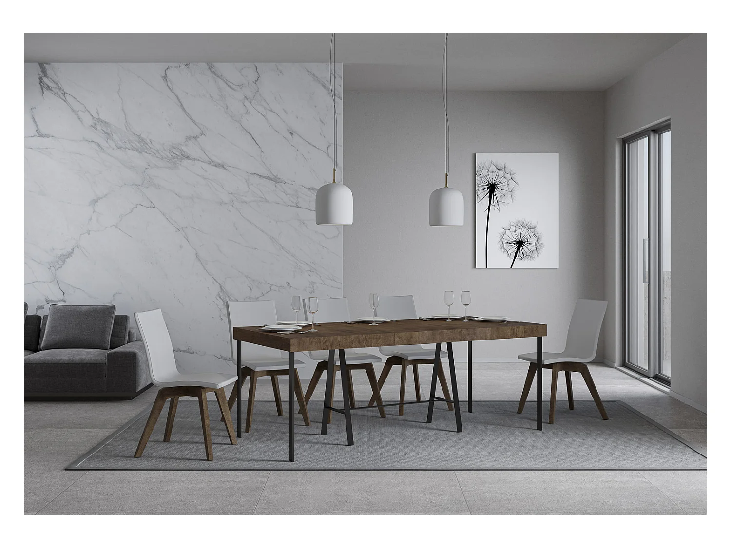 Rozkładana konsola 90x40/300 cm Orzech Office Premium ze strukturą Antracyt