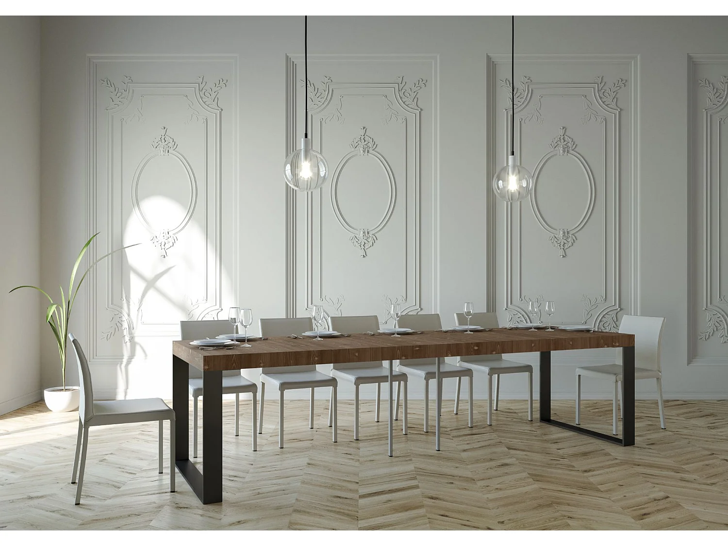 Konsola rozkładana 90x40/290 cm Elettra Premium barwiona jodła antracytowa struktura