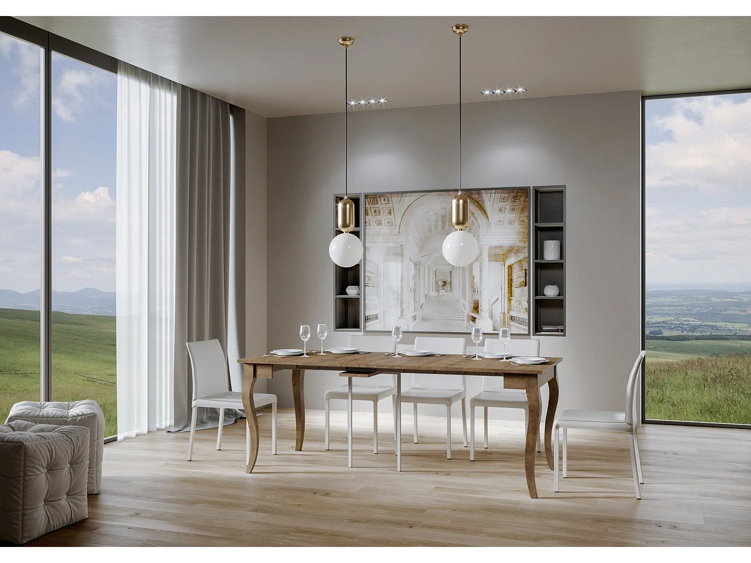 Console extensible 90x48/204 cm Olanda Small Noyer