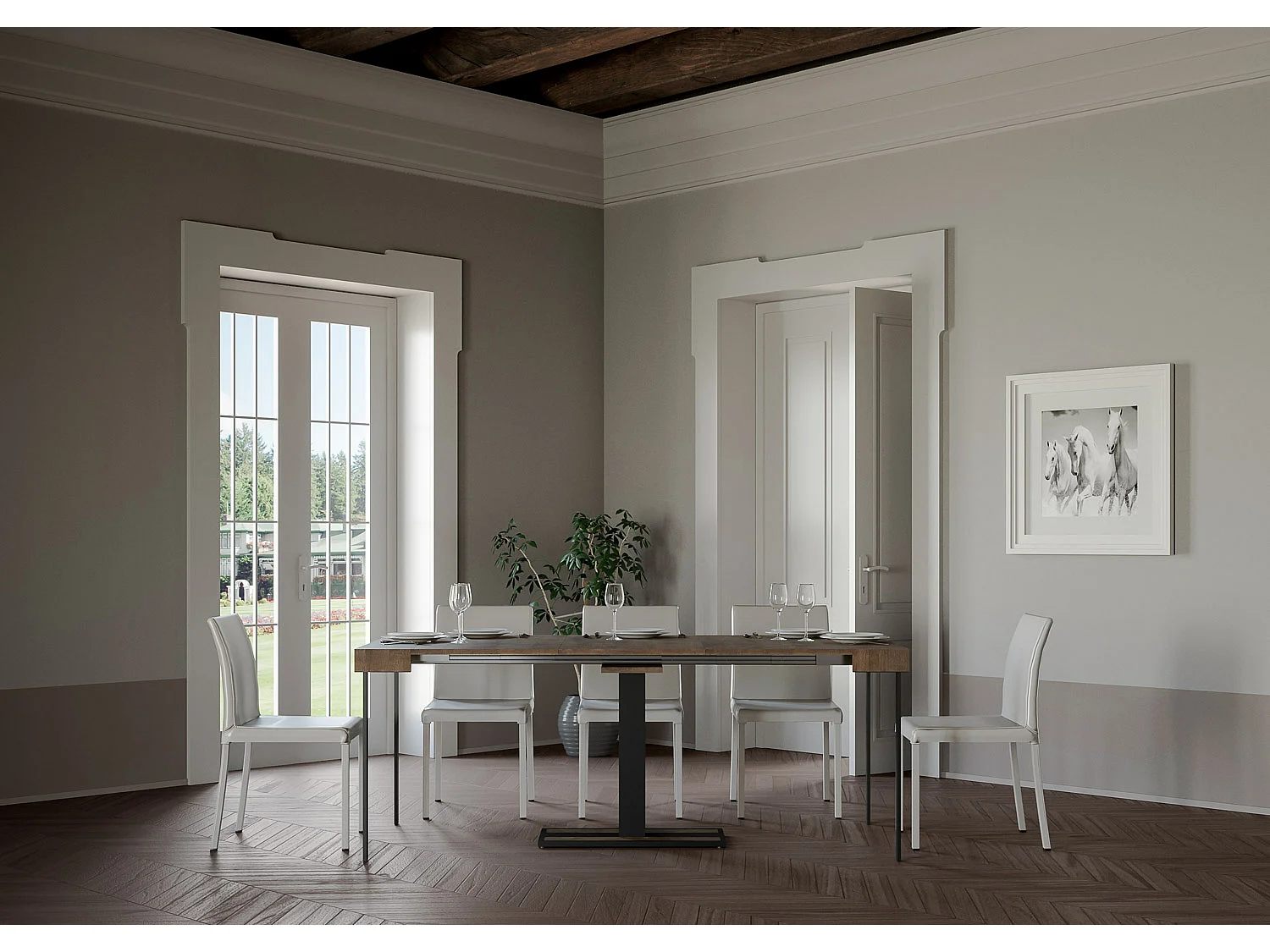 Consola extensible 90x40/196 cm Capital Small Nogal estructura Antracita