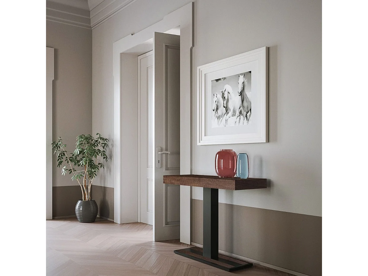 Uitschuifbare sidetable 90x40/196 cm Capital Small walnoot met antraciet frame