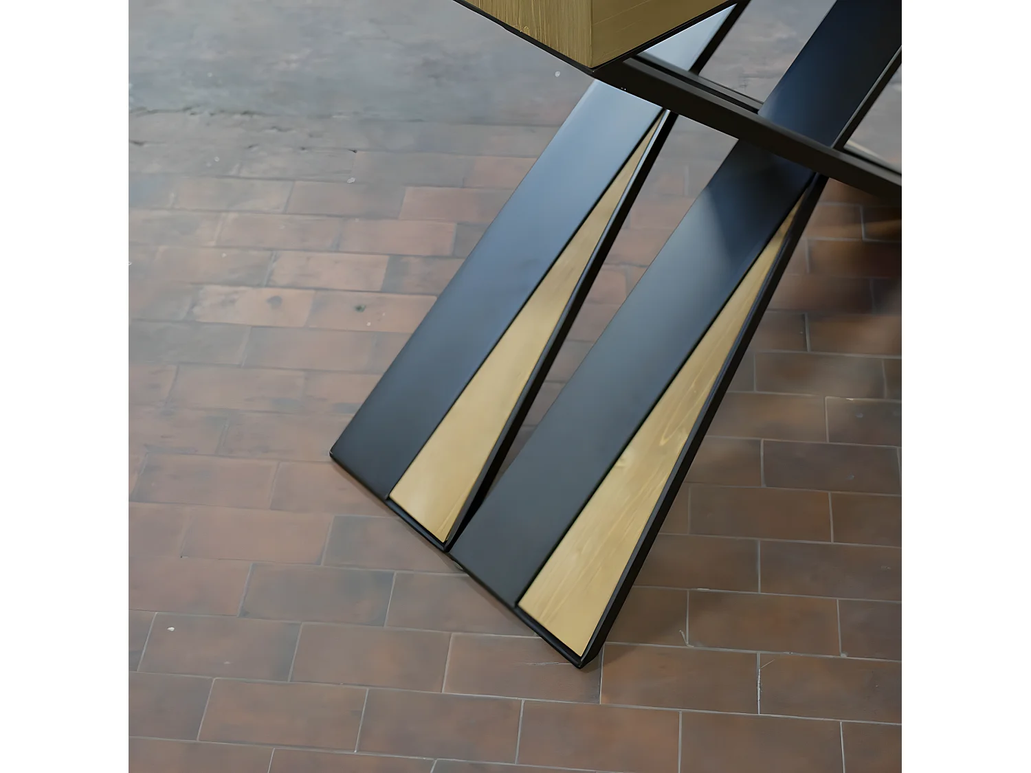 Uitschuifbare console in donker massief dennenhout en antraciet metalen poten voor 14 personen 40 tot 290 cm Lilia-Versie Basis