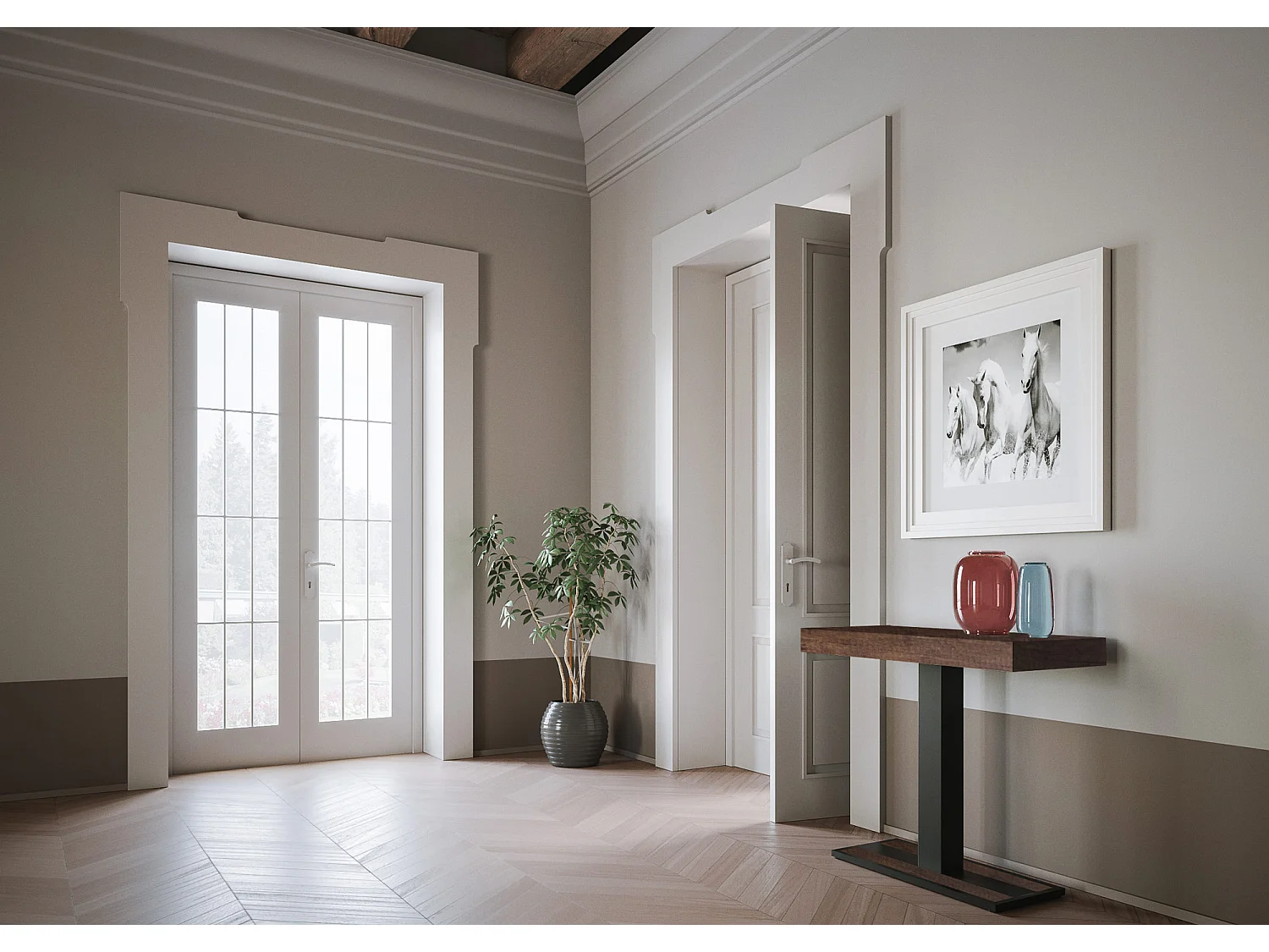 Console extensible 90x40/300 cm Capital Noyer cadre Anthracite