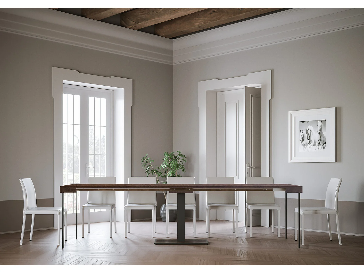 Console extensible 90x40/300 cm Capital Noyer cadre Anthracite