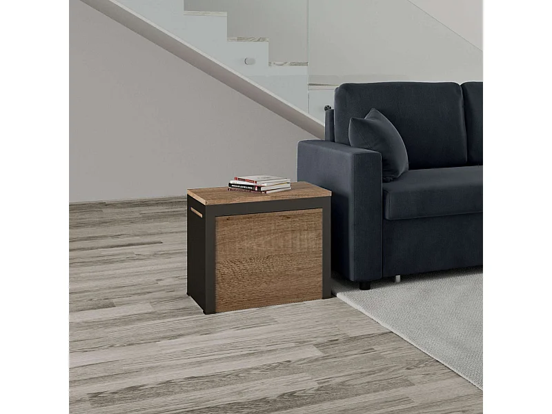 Ausziehbare Sitzbank 55x40/305 cm Walk Eiche Natur mit Eisenrahmen aus Anthrazit