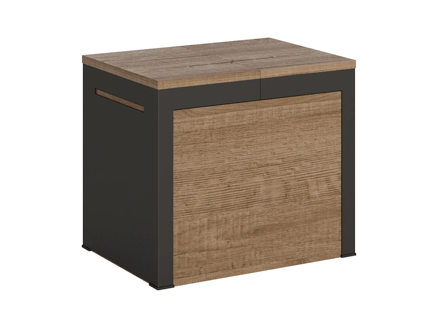 Ausziehbare Sitzbank 55x40/305 cm Walk Eiche Natur mit Eisenrahmen aus Anthrazit