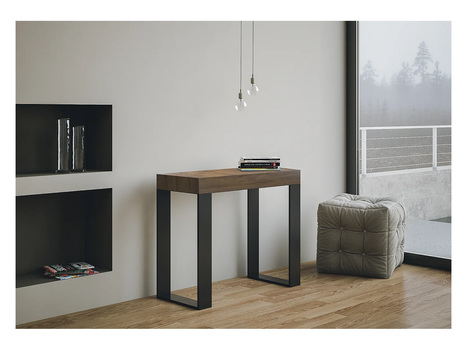 Konsola rozkładana 90x40/300 cm Tecno Noce rama antracytowa