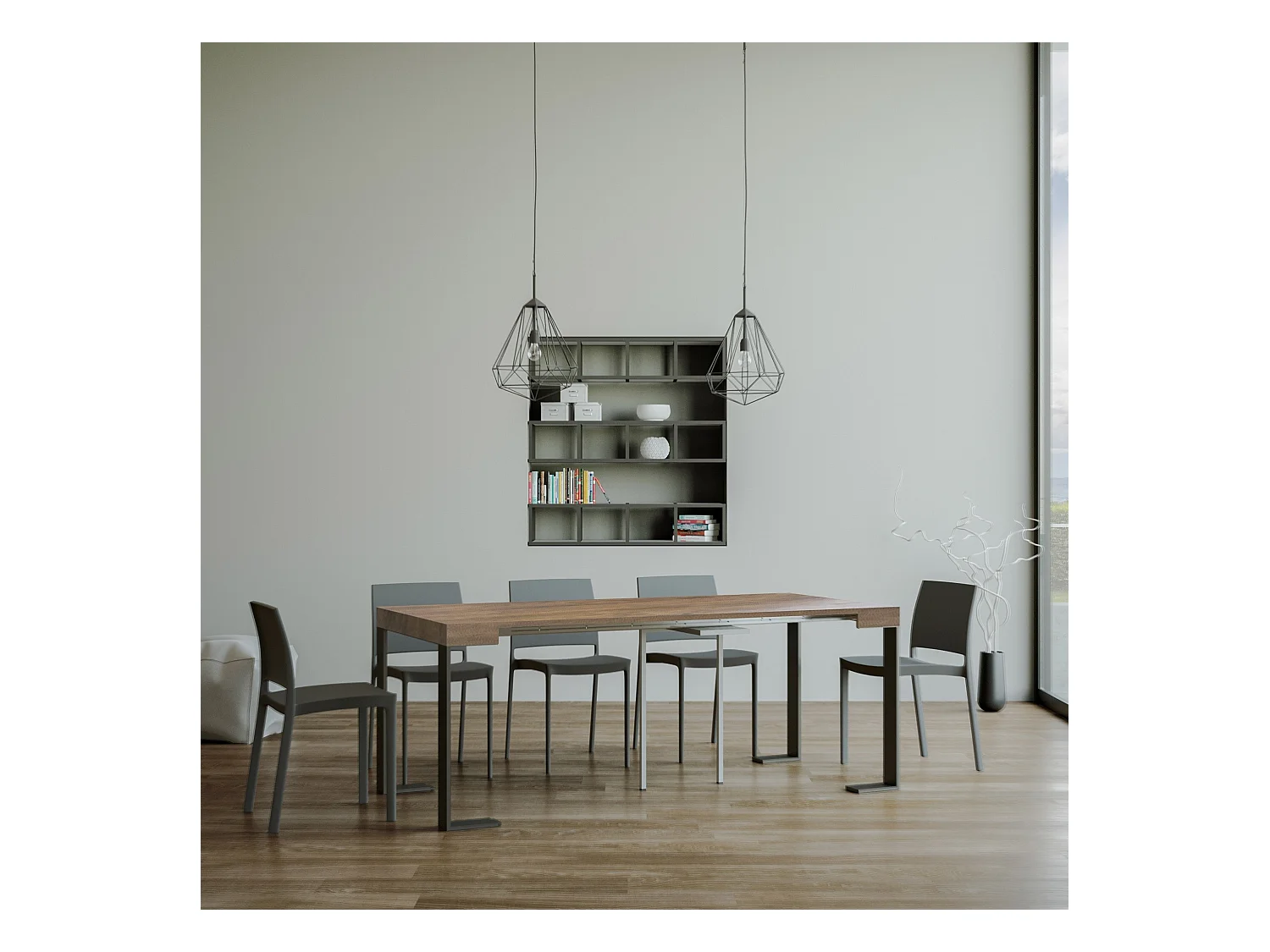 Konsola rozkładana 90x40/300 cm Tecno Noce rama antracytowa