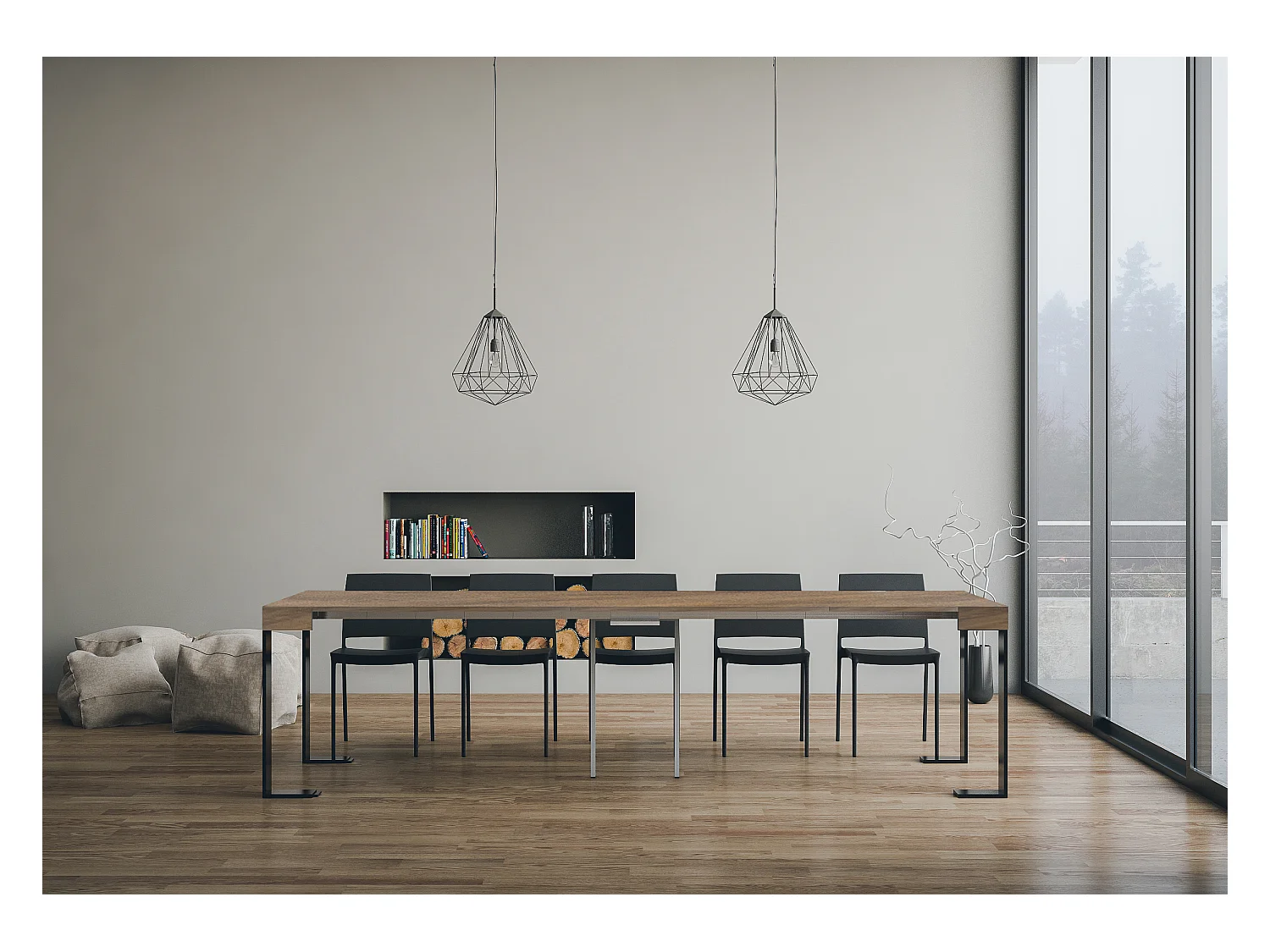 Konsola rozkładana 90x40/300 cm Tecno Noce rama antracytowa