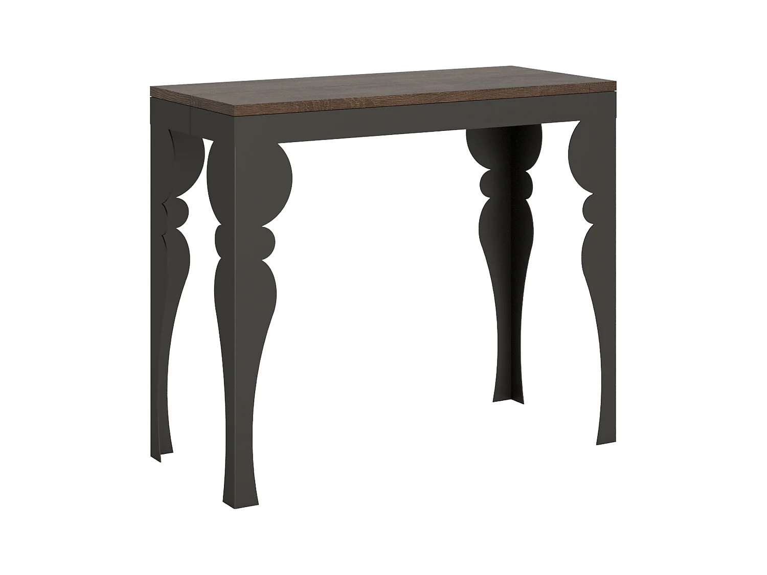Console extensible 90x40/196 cm Paxon Small Evolution Noyer cadre Anthracite