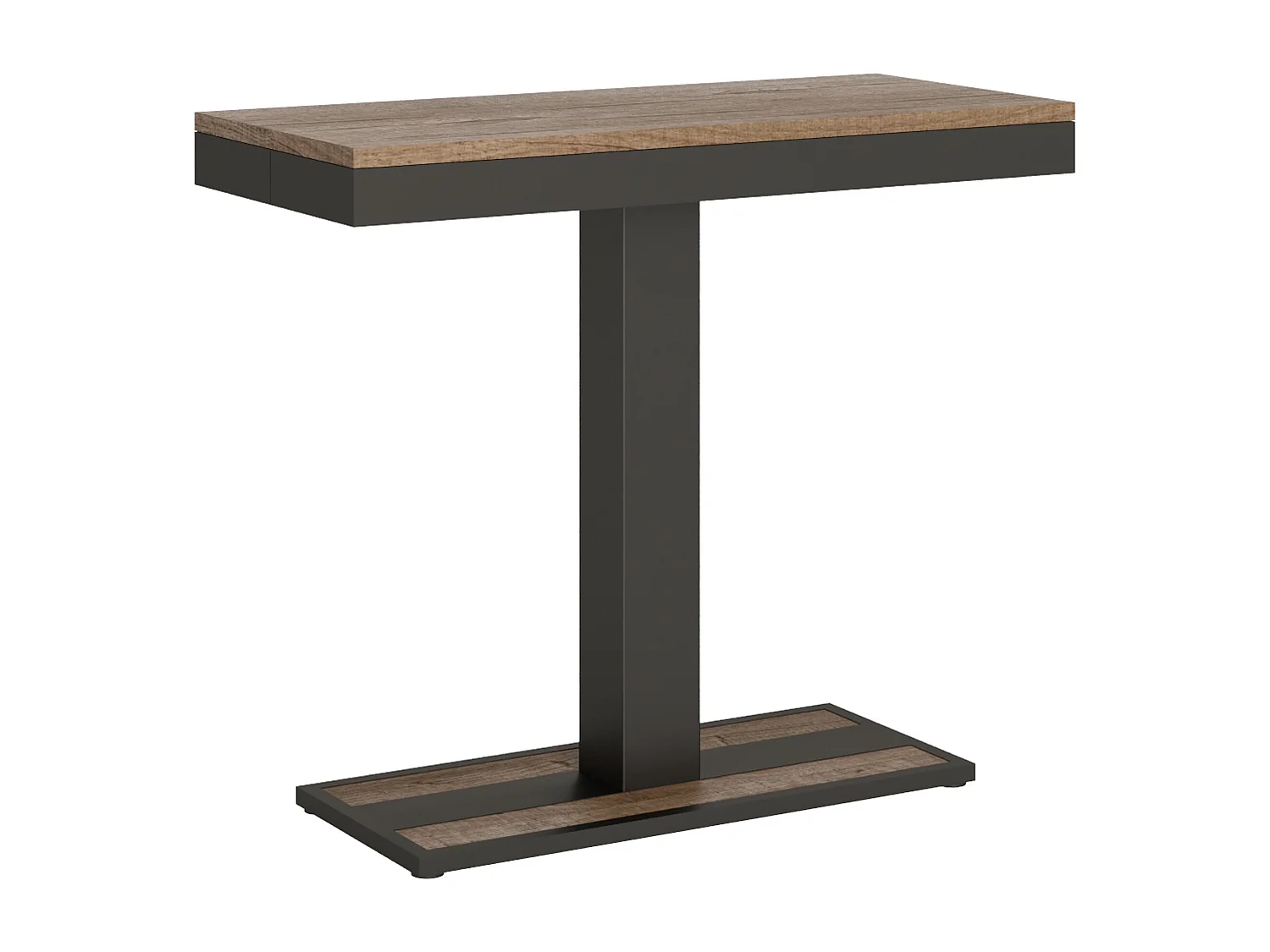 Designer uitschuifbare houten console met centrale poot Kapital evolution 90x40/196 of 90x40/300 cm-Kleur Natuurlijk-Verlengsnoeren 5 uitbreidingen