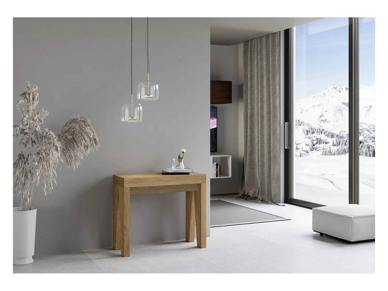 Ausziehbare Konsole 90x40/196 cm Naxy Small Oak Nature