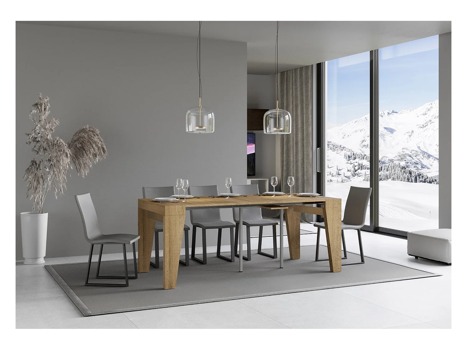 Ausziehbare Konsole 90x40/196 cm Naxy Small Oak Nature