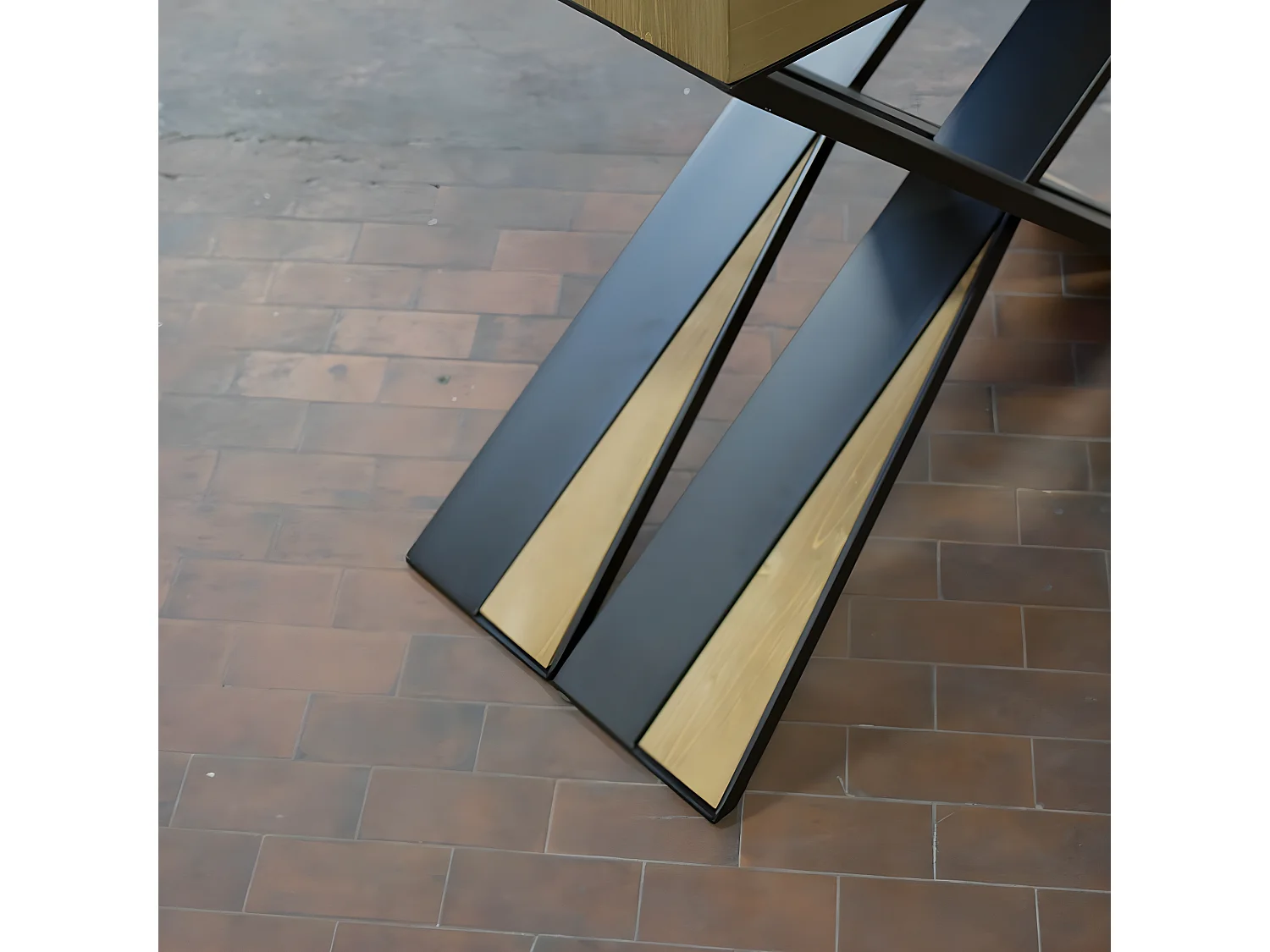 Uitschuifbare console in donker massief dennenhout en antraciet metalen poten voor 8 personen 40 tot 190 cm Lilia-Versie Basis