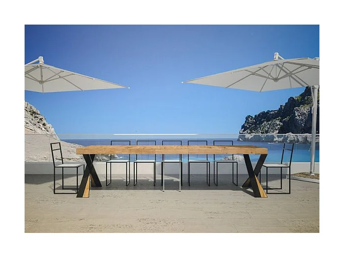 Console Extensible 90x40/290 cm Diago Premium Sapin Teinté cadre Anthracite