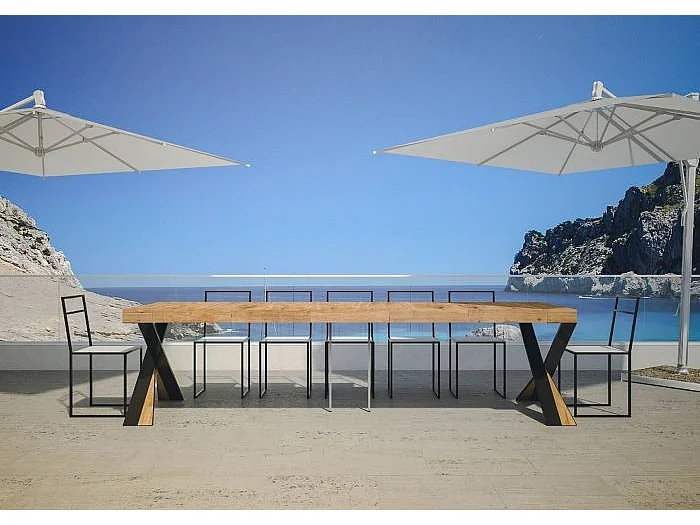 Mesa consola extensível 90x40/290 cm Diago Premium Abeto tingido quadro Antracite