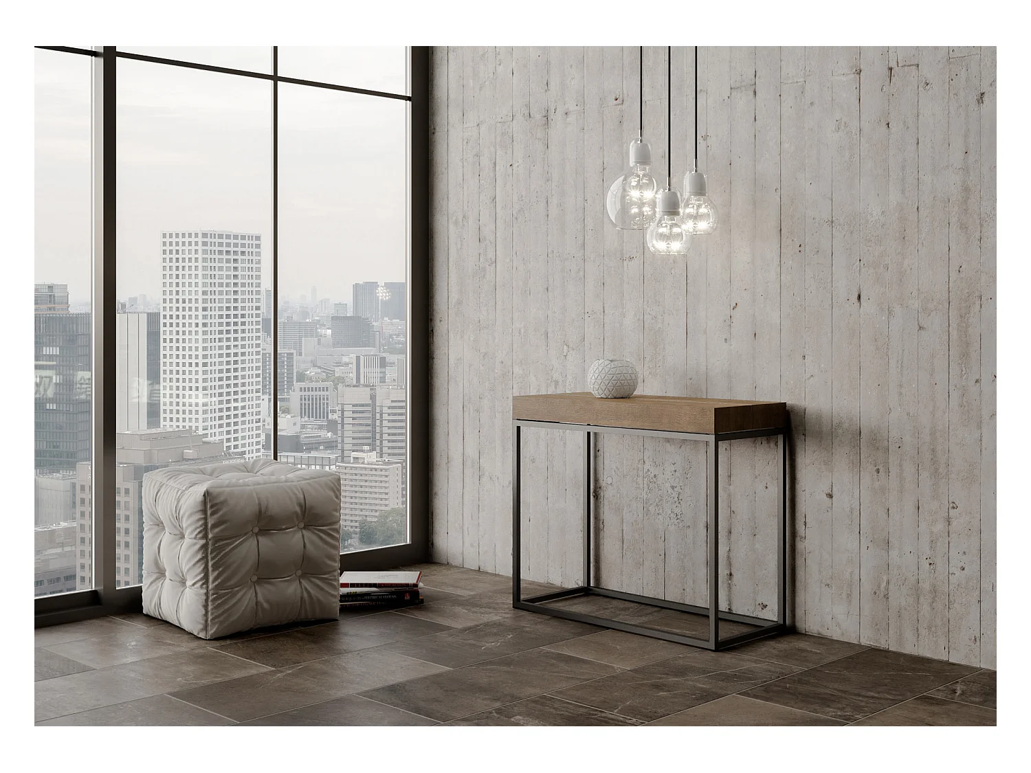 Consola extensible 90x40/196 cm Nordica Small Nogal estructura Antracita